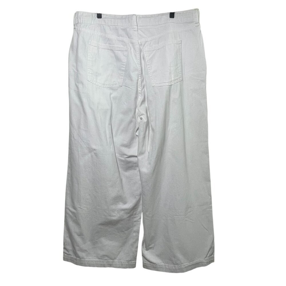 Old Navy Women’s Pants Size 16 White 100% Cotton High Rise Wide Leg Drapey NWT - Picture 2 of 8